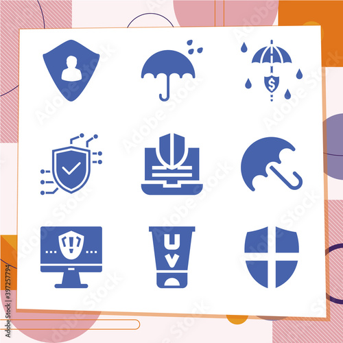 Simple set of 9 icons related to imposition