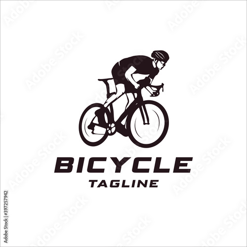 action, athlete, bike, cyclist, bicycle event logo concept.