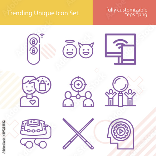 Simple set of stimulus related lineal icons.