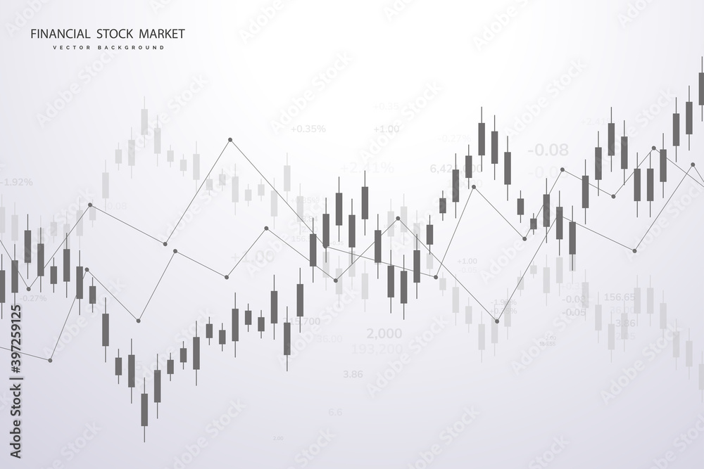 Stock market graph or forex trading chart for business and financial concepts and reports. Stock market data. Trend of graph. Vector illustration