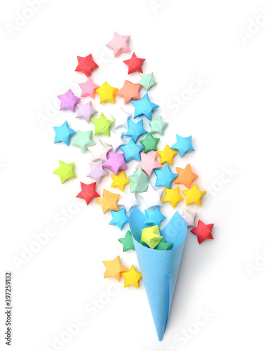 Lucky paper stars with paper cone