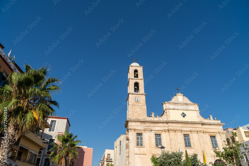 Orthodox church of Agios Nikolaos in Chania on Crete was built up in 1320 during the Venetian period. Turks turned the temple into mosque and named Hiougkar Tzamisi.