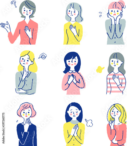 困る若い女性9人　セット