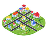 Town architecture - modern vector colorful isometric illustration