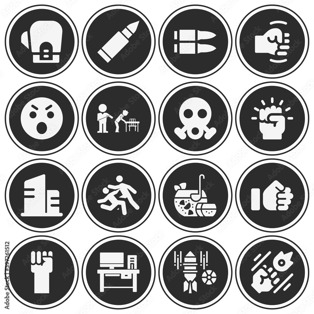 16 pack of aggression filled web icons set 16 pack of aggression filled web icons set