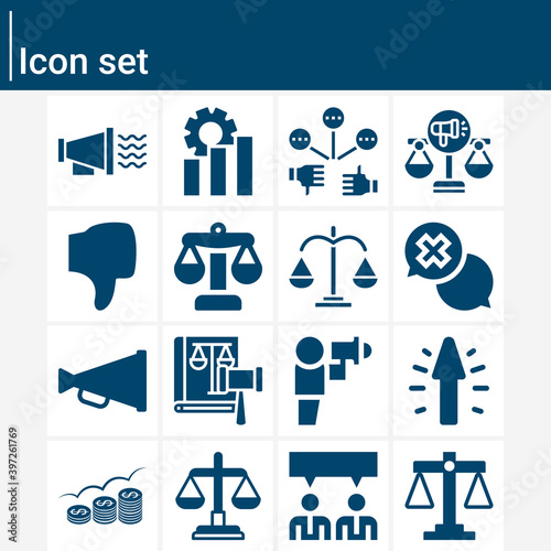 Simple set of dissent related filled icons.