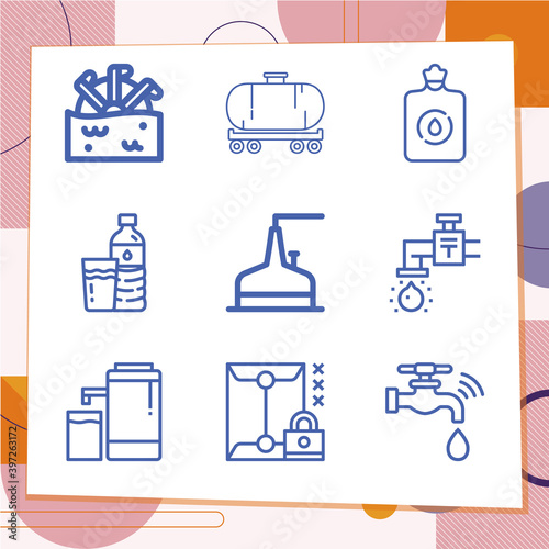 Simple set of 9 icons related to sweat