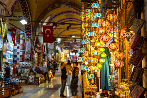 Istanbul, Turkey - September 2020: Grand Bazaar in Istanbul as one of the largest and oldest covered markets in the world