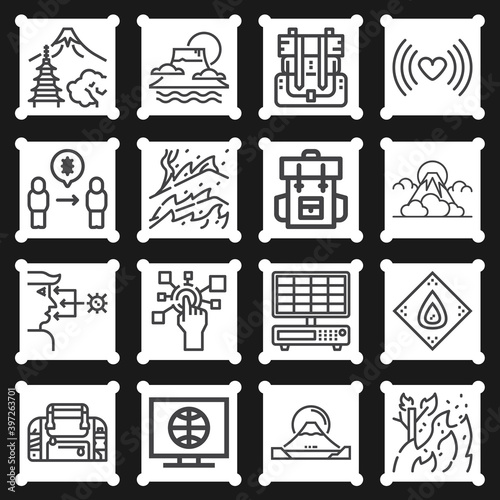 16 pack of transmitter  lineal web icons set
