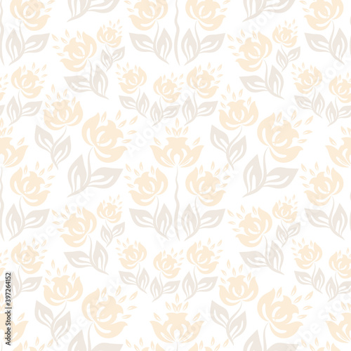Seamless floral pattern of color champagne on a white background, textile, fabric, wallpaper in vector