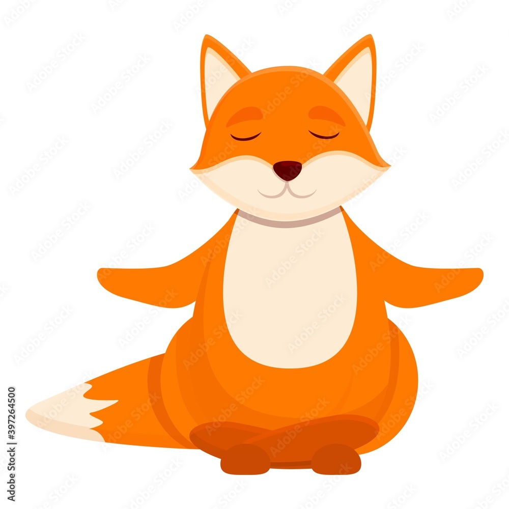 Obraz premium Fox meditation icon. Cartoon of fox meditation vector icon for web design isolated on white background