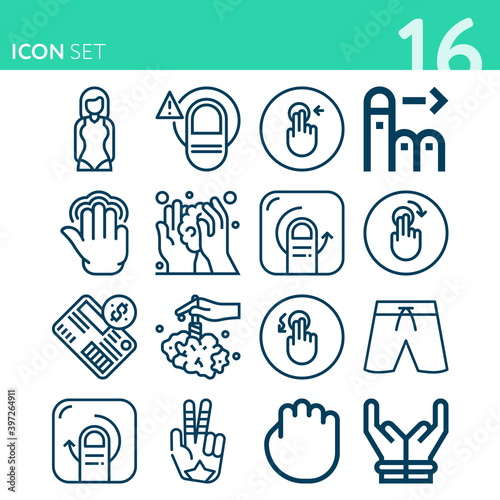 Simple set of 16 icons related to work force