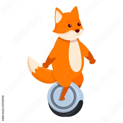 Fox gyroscooter icon. Cartoon of fox gyroscooter vector icon for web design isolated on white background