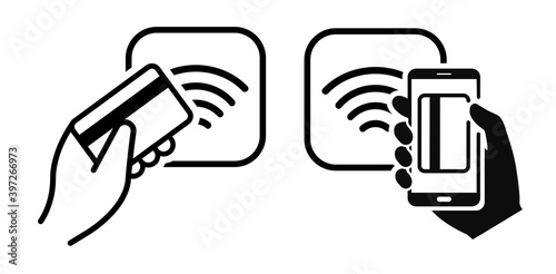 NFC Payment vector set icon. Terminal confirms payment concept.