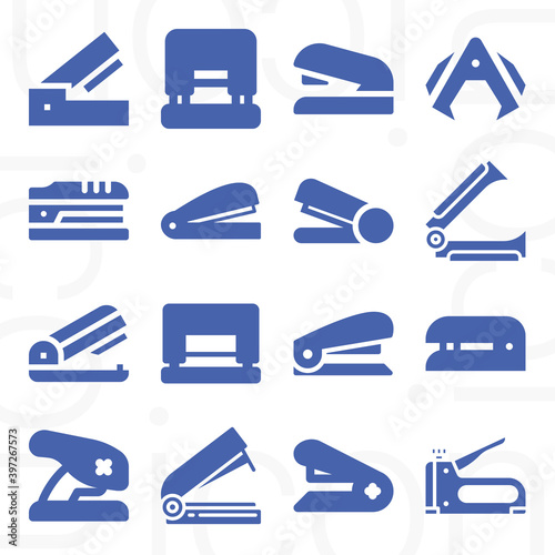 16 pack of stapler  filled web icons set