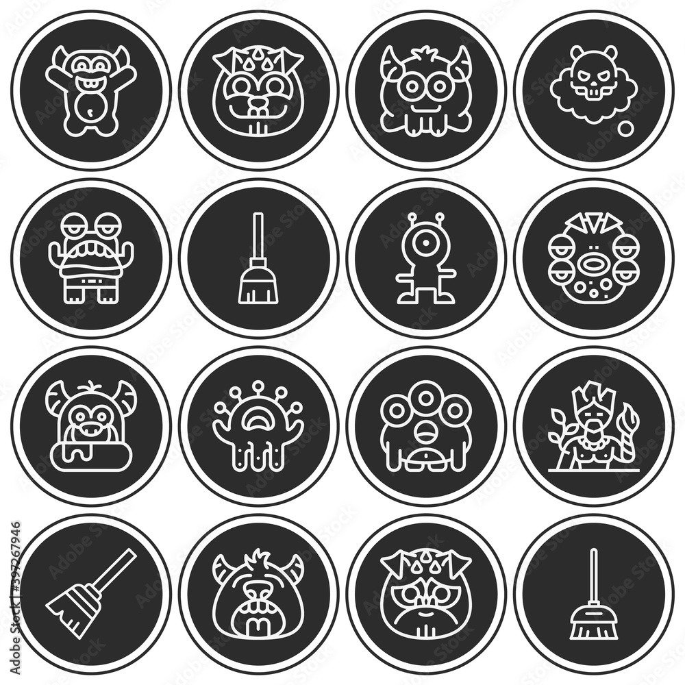16 pack of imaginary being  lineal web icons set