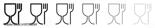 Food grade plastic. Set of vector signs with different line thickness.