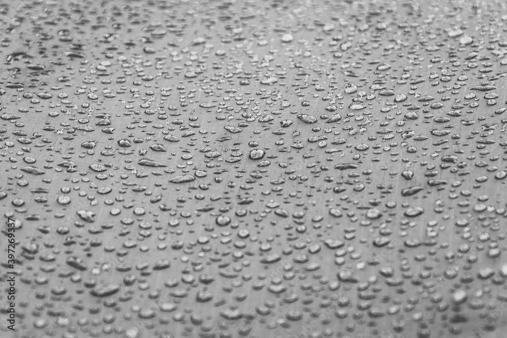 Water drops on smooth surface of waterproof fabric Water drops on smooth surface of waterproof fabric
