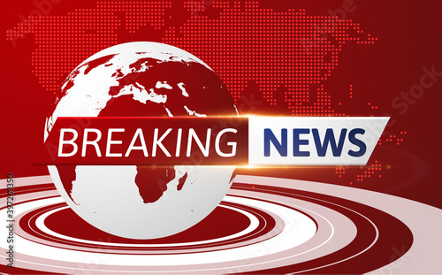 Breaking news vector background with world map. EPS10