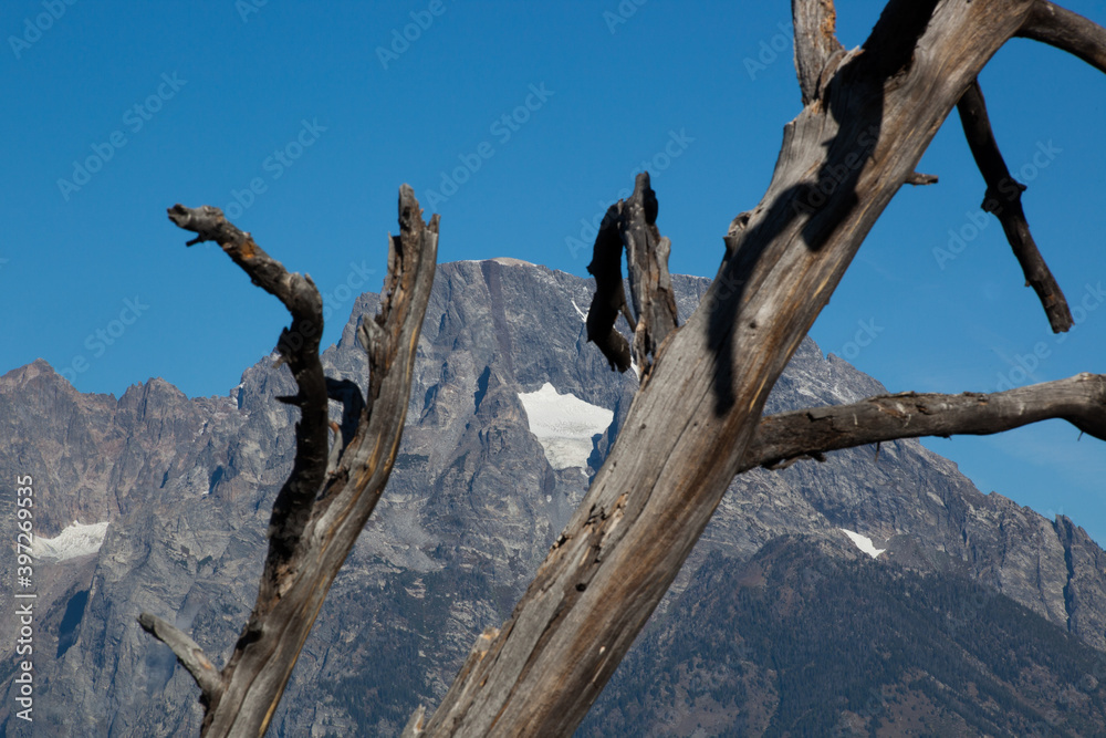 Teton Mountains with a sprinkling of snow Teton Mountains with a sprinkling of snow