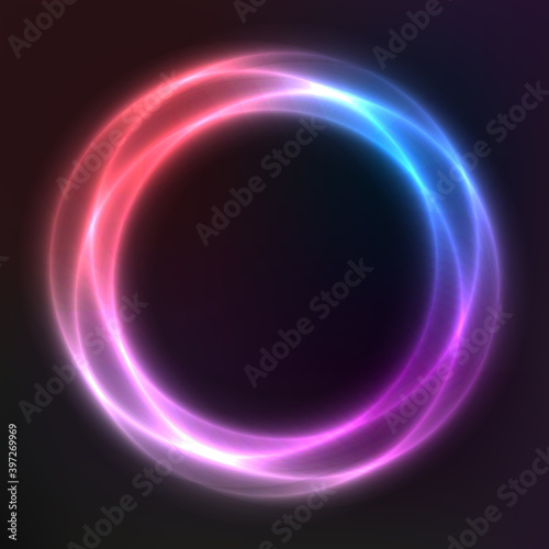 Abstract vector background from neon geometric shapes, vector template, round frame, wallpaper