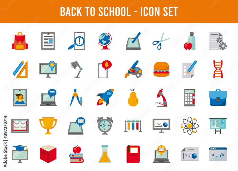 bundle of fourty back to school set icons with lettering bundle of fourty back to school set icons with lettering