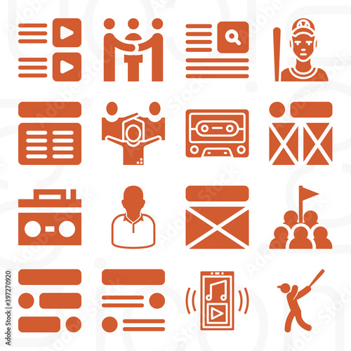 16 pack of players  filled web icons set