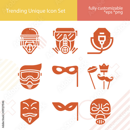 Simple set of hides related filled icons.