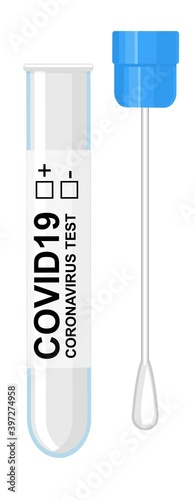 COVID-19 test kit, rapid test, test tube and swab for COVID-19.