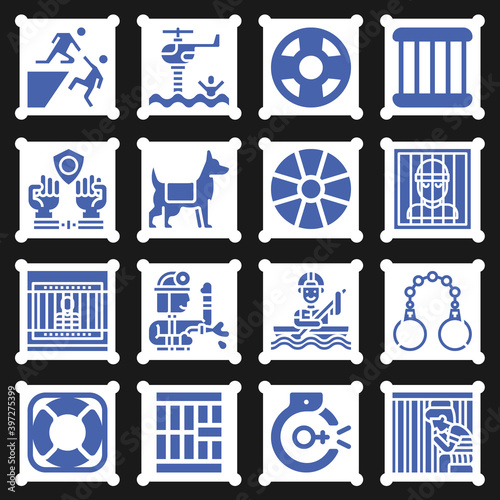 16 pack of trapped  filled web icons set