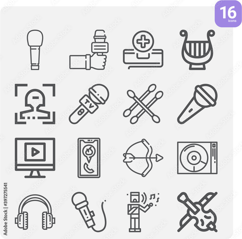 Simple set of song related lineal icons. Simple set of song related lineal icons.