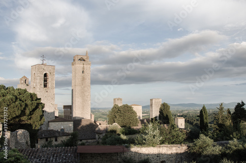 Cloudy day in San Gimignano, Italy, old town