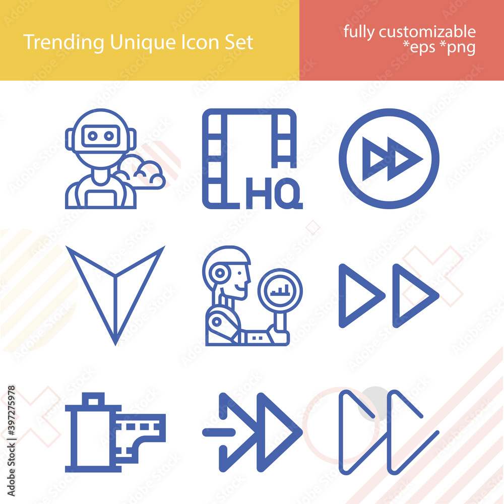 Simple set of backward related lineal icons.