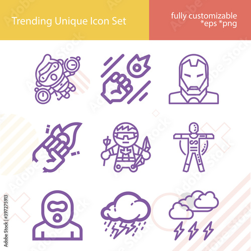 Simple set of violent related lineal icons.