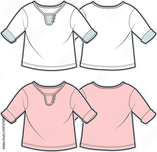 Baby t shirt Fashion Flat Sketch. vector illustration