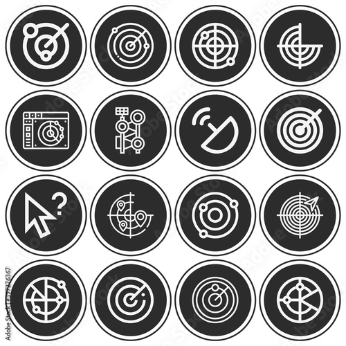 16 pack of aiming  lineal web icons set