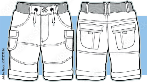 baby pants flat sketch. Kid's Fashion Flat Sketch. vector illustration