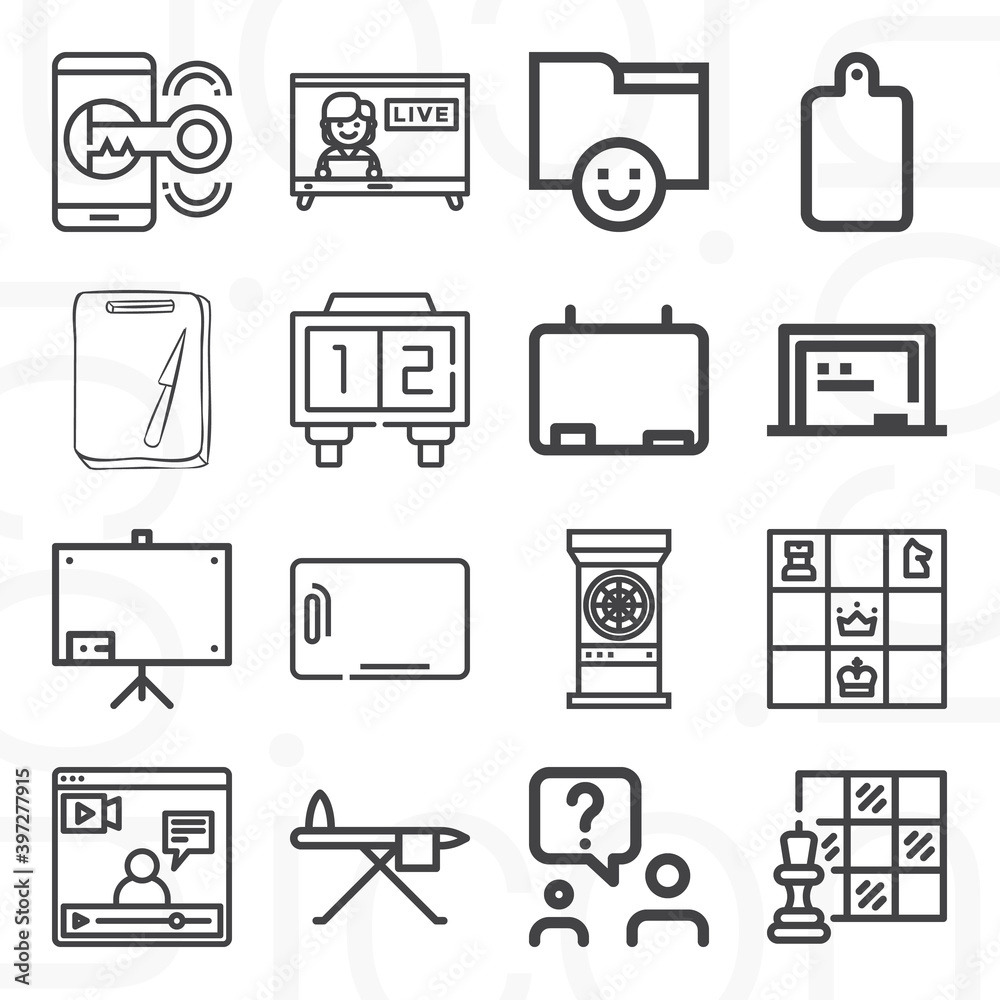16 pack of dwell  lineal web icons set