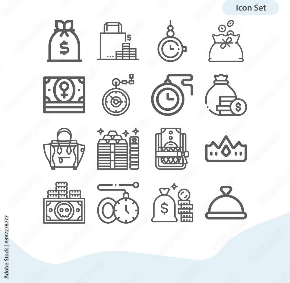 Simple set of wealthy related lineal icons.
