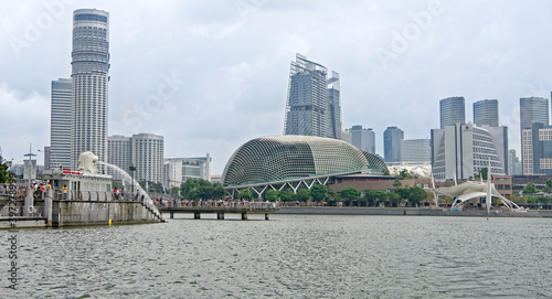   The Merlion in Merlion Park near the Singapore CBD is a well-known tourist icon of Singapore