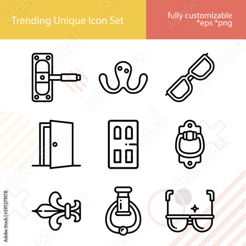 Simple set of openings related lineal icons.