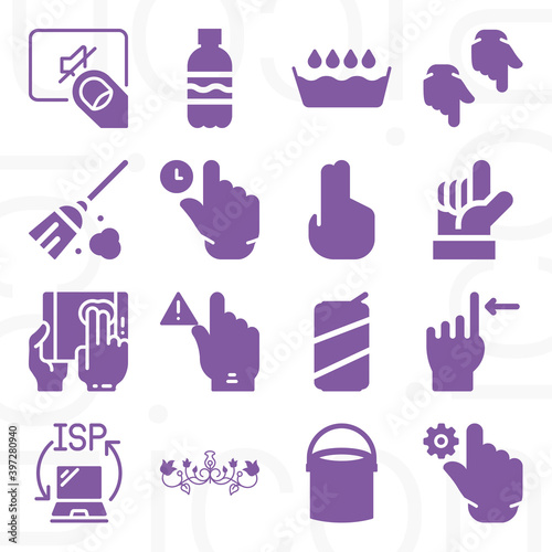 16 pack of washing  filled web icons set