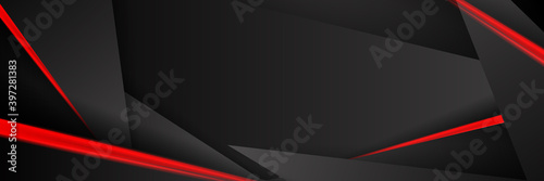 Futuristic perforated technology abstract background with red neon glowing lines. Vector banner design