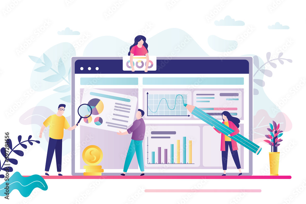 Business team working together. Finance analyst banner. Stock market forecasting, stocks statistic and business trends forecast. Business team working together. Finance analyst banner. Stock market forecasting, stocks statistic and business trends forecast.