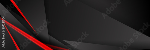 Black red abstract presentation background with 3d red light and triangle shape element design