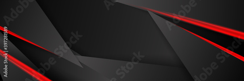 Black red business corporate metal texture abstract background for wide banner