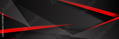 Black red game background with 3d triangle shape