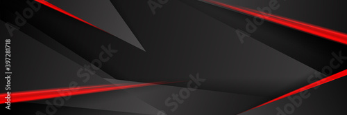 Black red game background with 3d triangle shape