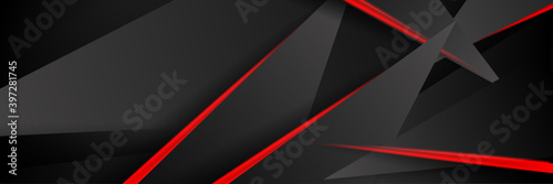 Abstract metallic red shiny color black frame layout modern tech design vector template background