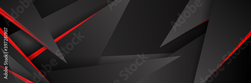 Black and red modern material design, vector abstract widescreen background. Vector illustration design for business corporate presentation, banner, cover, web, flyer, card, poster, game, wide texture